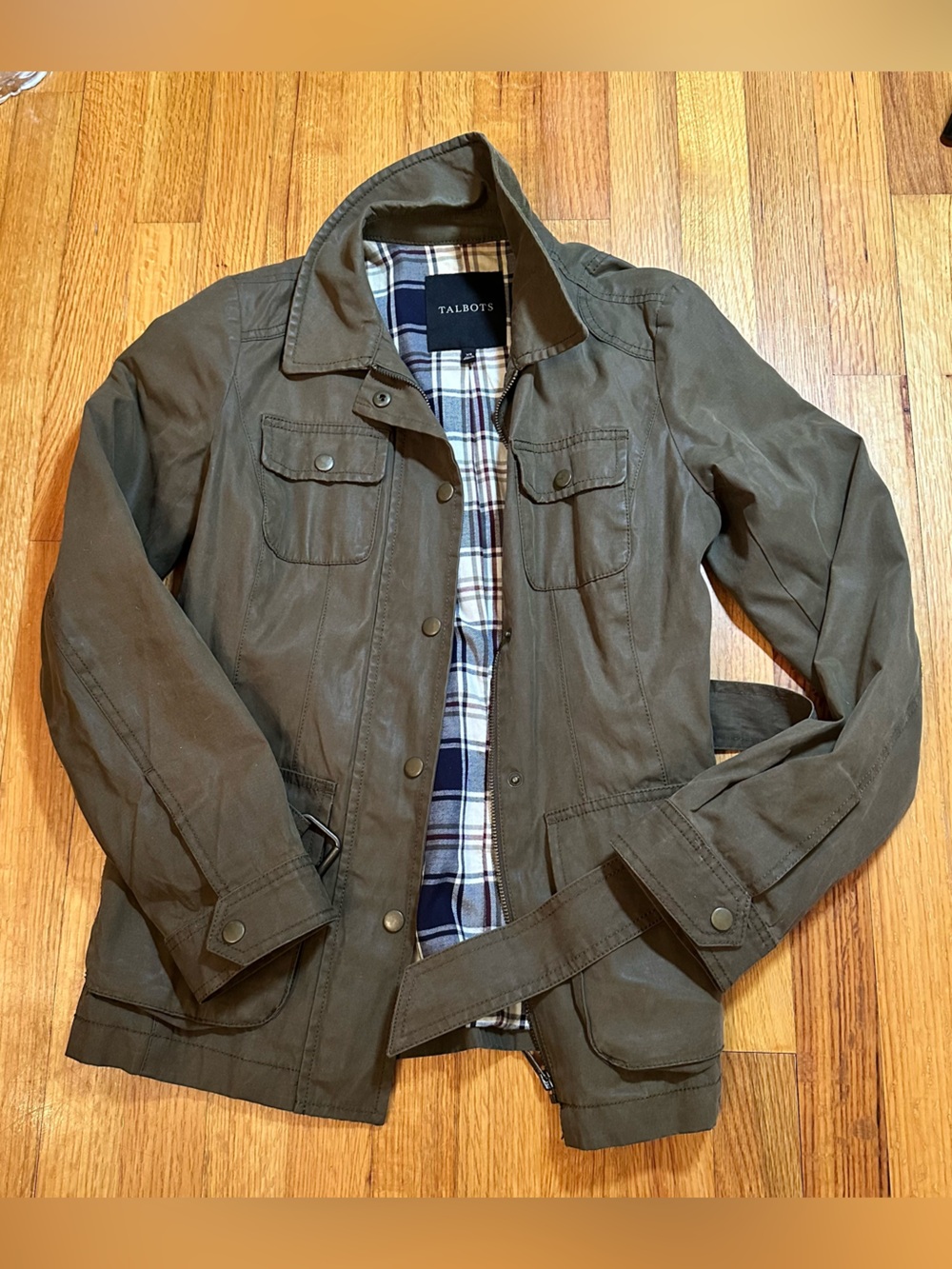 Talbots olive green utility field jacket size XS (A3)